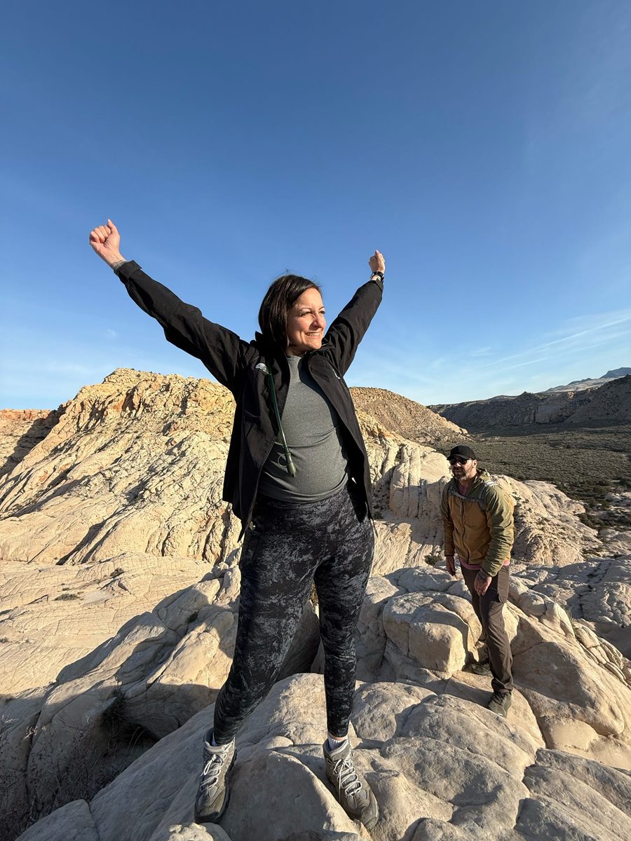 Guest celebrating on a hike