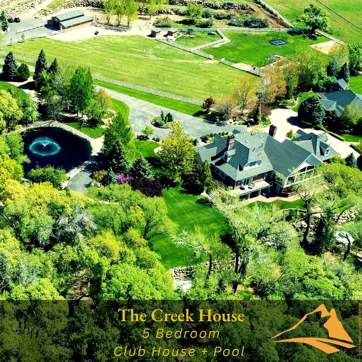 Aerial view of The Creek House estate at The Bridge Health Recovery Center
