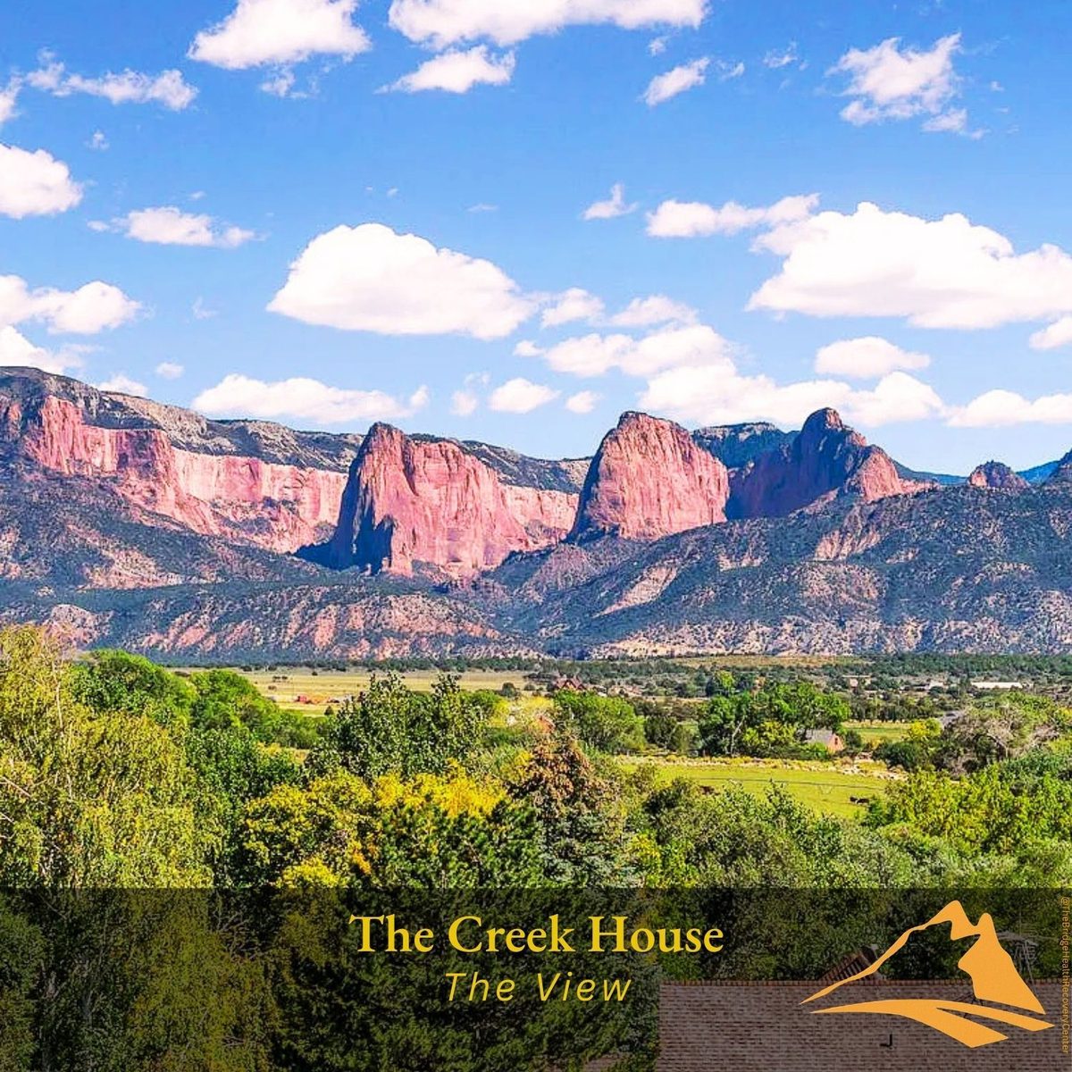 Stunning Kolob Canyon and Zion National Park red rock panorama from The Creek House