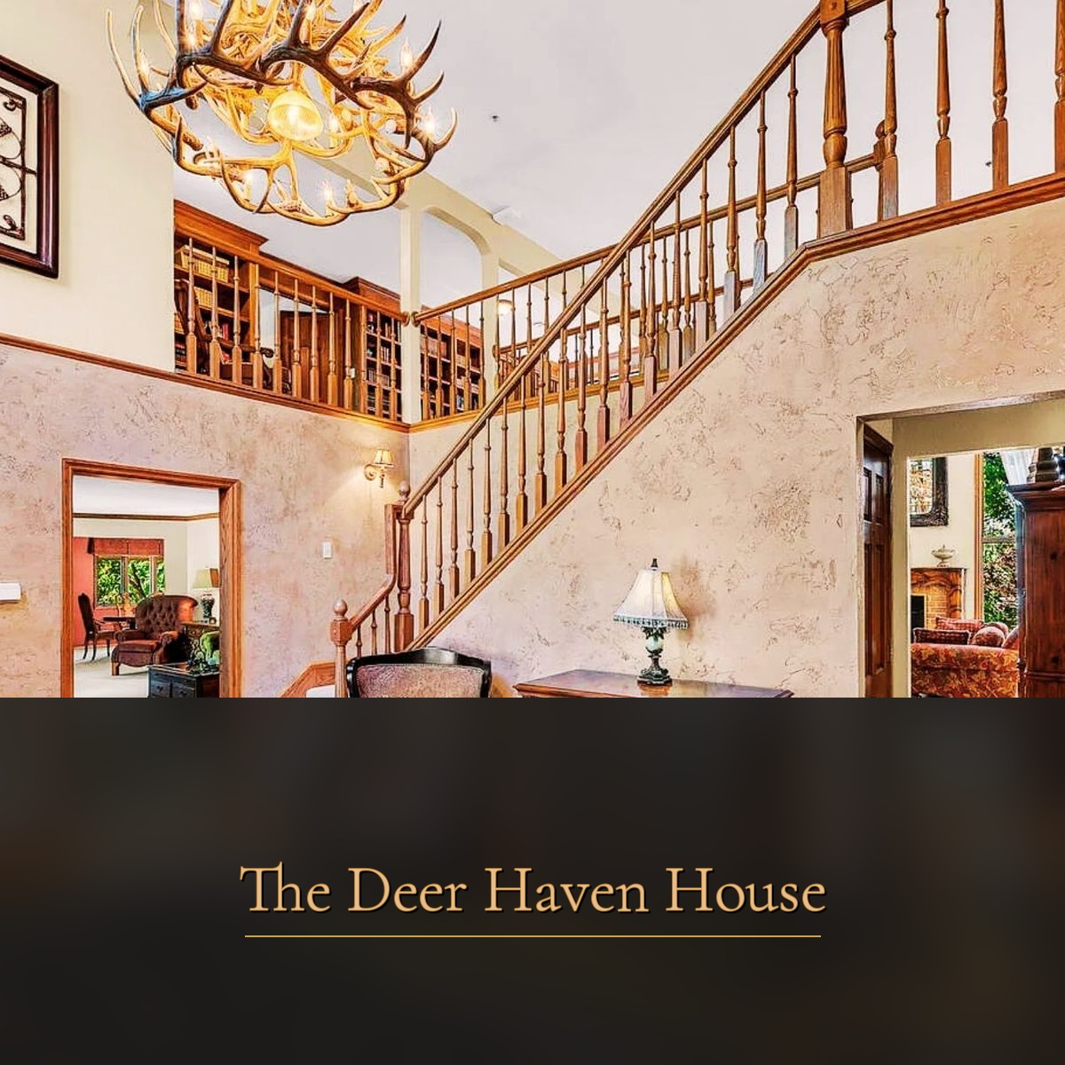 Spacious kitchen with oak cabinets at The Deer Haven House