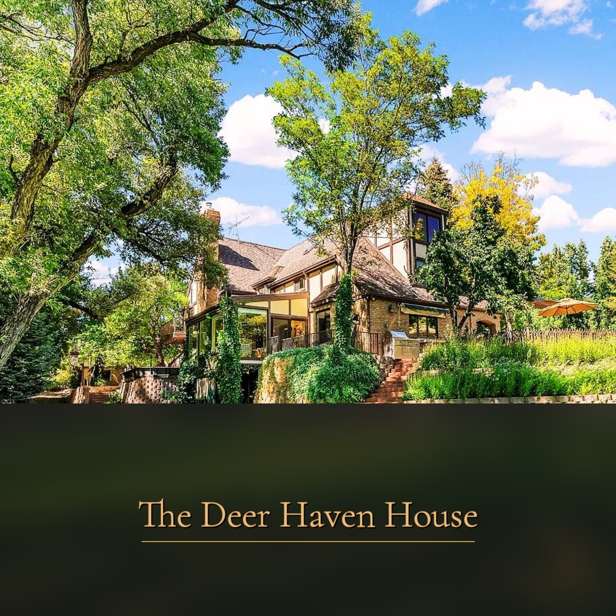 Brick patio with outdoor dining at The Deer Haven House