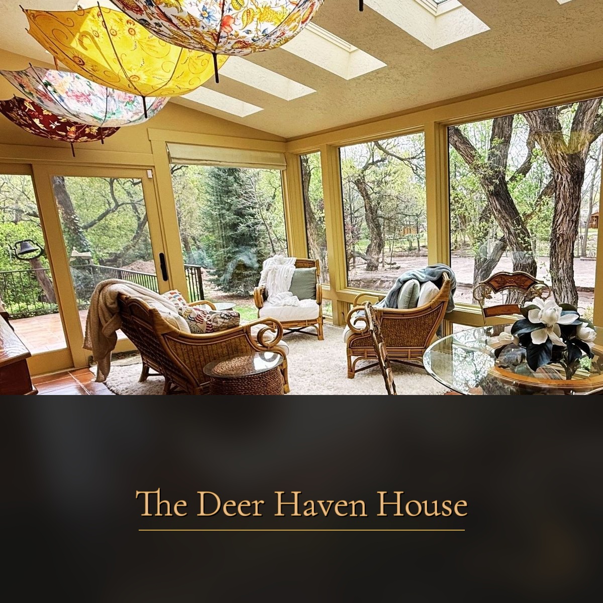 Sun room exterior with ivy-covered walls at The Deer Haven House