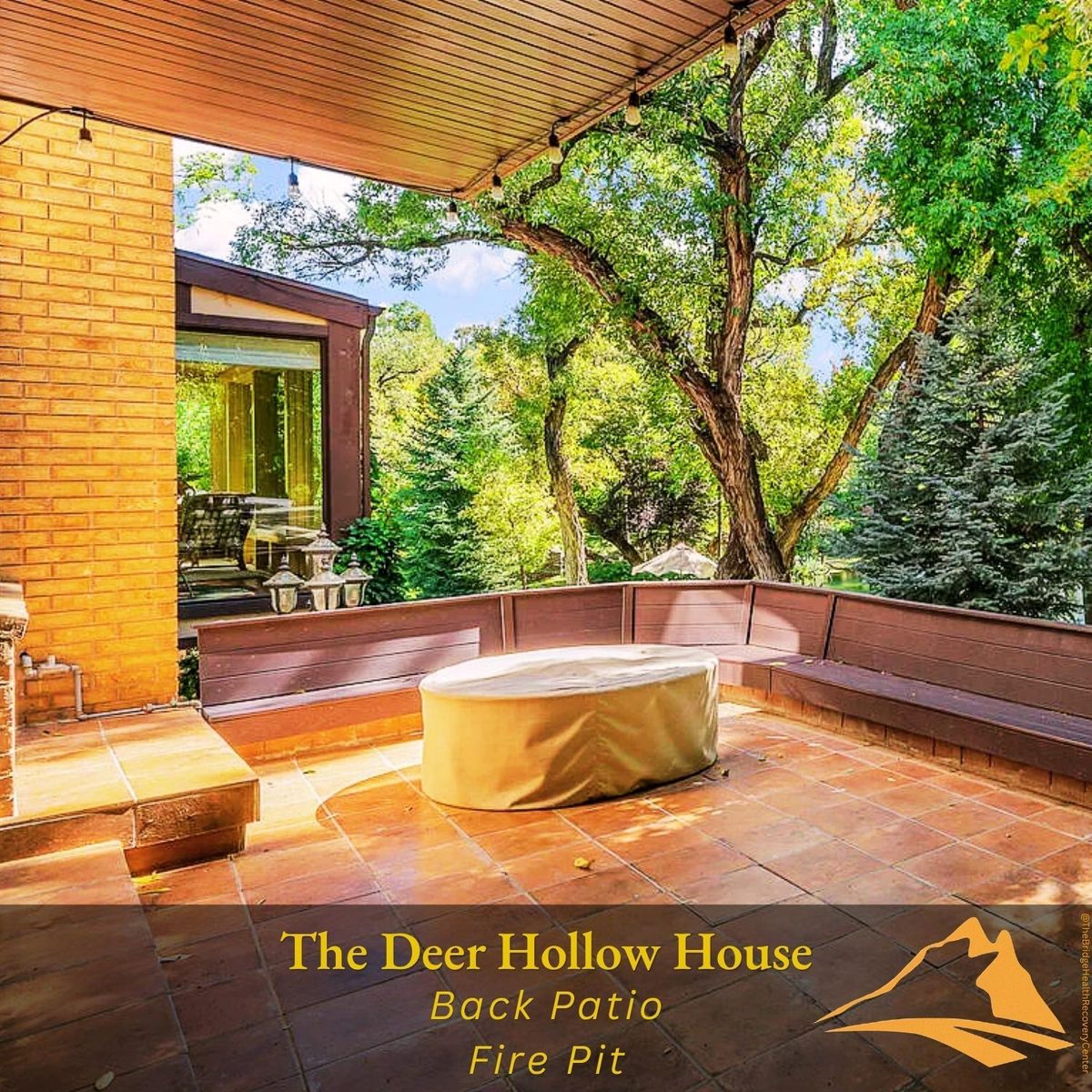 Main floor common area with vaulted ceiling at The Deer Hollow House