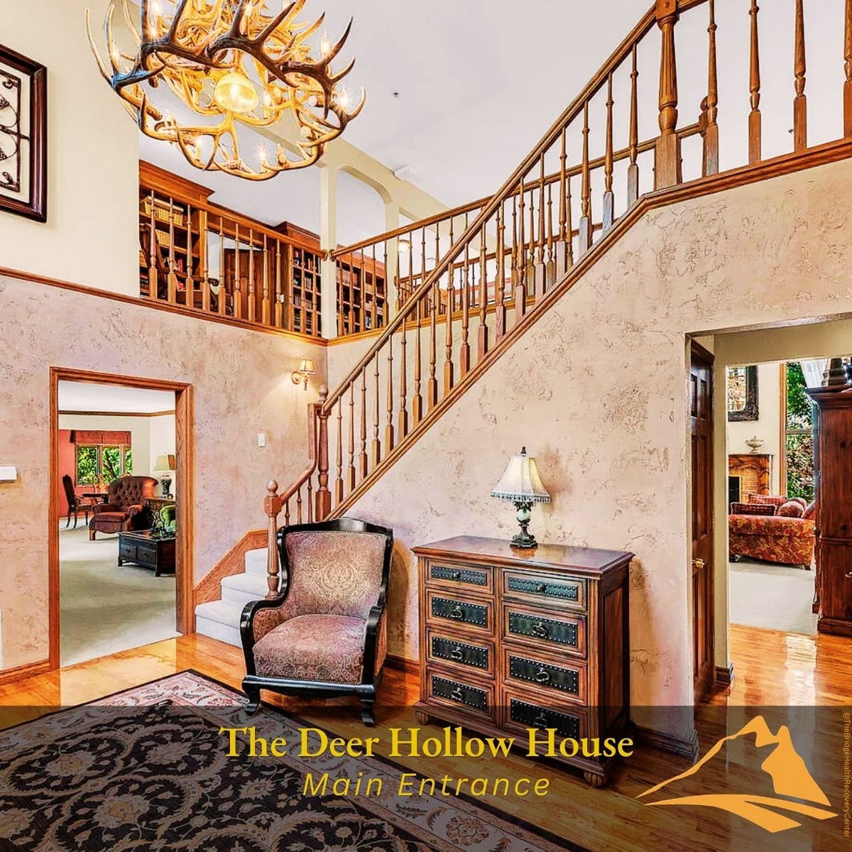 Spacious kitchen with oak cabinets at The Deer Hollow House